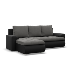 Ecksofa FORESTA LL, Seite - LINKS, Farbe - DUNKELGRAU + SCHWARZ