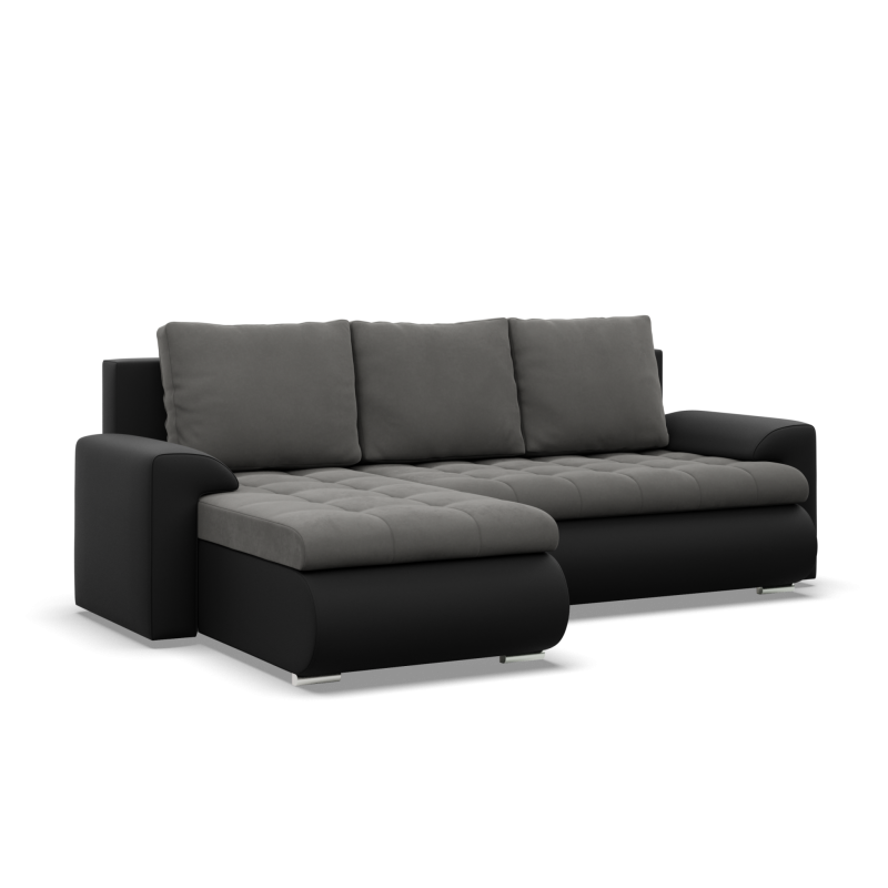FORESTA LL Corner Sofa, Side - LEFT, Color - DARK GRAY + BLACK