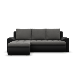 FORESTA LL Corner Sofa, Side - LEFT, Color - DARK GRAY + BLACK