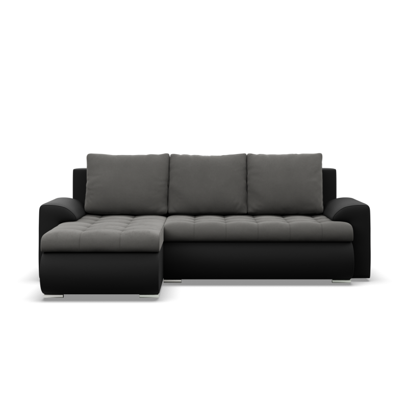 FORESTA LL Corner Sofa, Side - LEFT, Color - DARK GRAY + BLACK