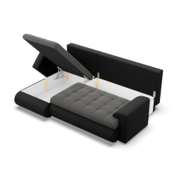 FORESTA LL Corner Sofa, Side - LEFT, Color - DARK GRAY + BLACK