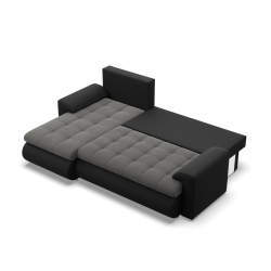 Ecksofa FORESTA LL, Seite - LINKS, Farbe - DUNKELGRAU + SCHWARZ