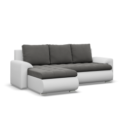 Ecksofa FORESTA LL, Seite - LINKS, Farbe - DUNKELGRAU + WEISS