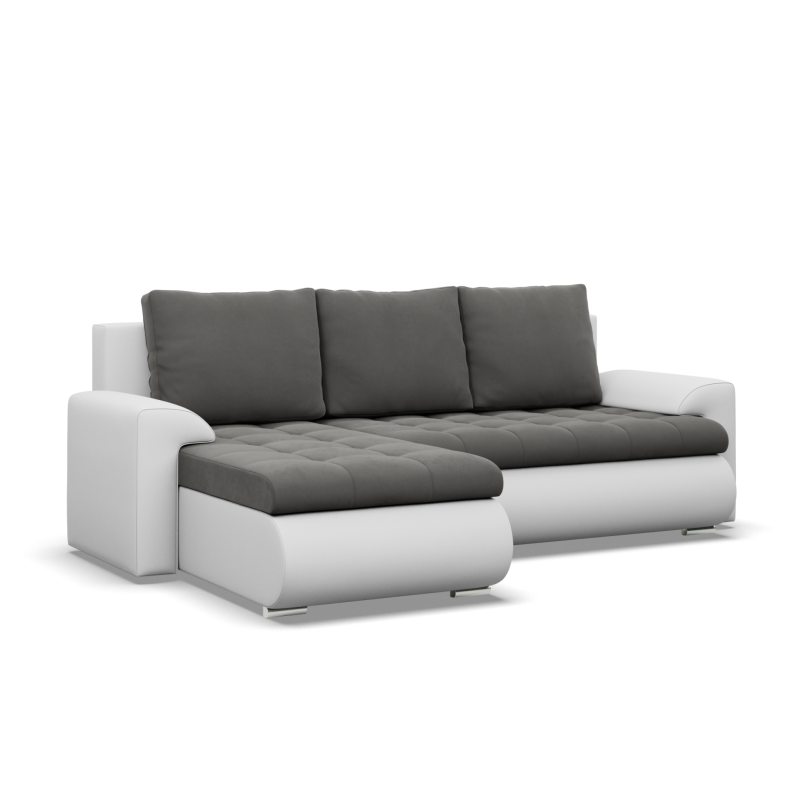 FORESTA LL Corner Sofa, Side - LEFT, Color - DARK GRAY + WHITE