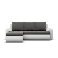 Ecksofa FORESTA LL, Seite - LINKS, Farbe - DUNKELGRAU + WEISS