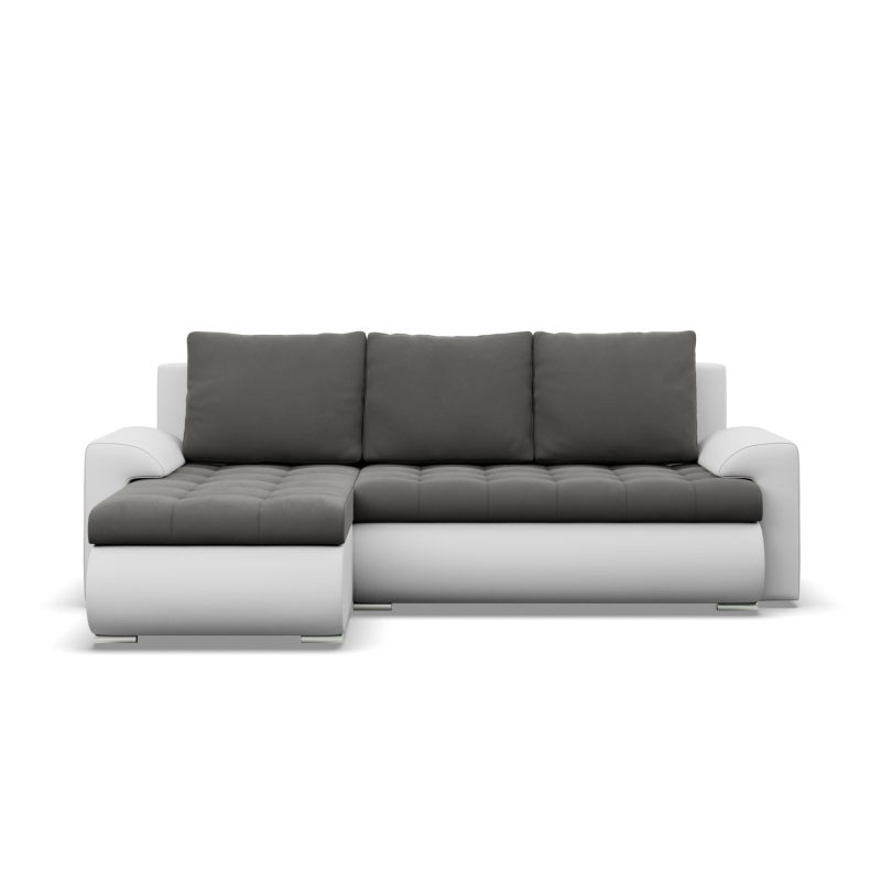 Ecksofa FORESTA LL, Seite - LINKS, Farbe - DUNKELGRAU + WEISS