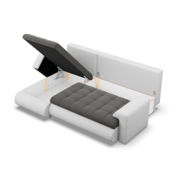 Ecksofa FORESTA LL, Seite - LINKS, Farbe - DUNKELGRAU + WEISS