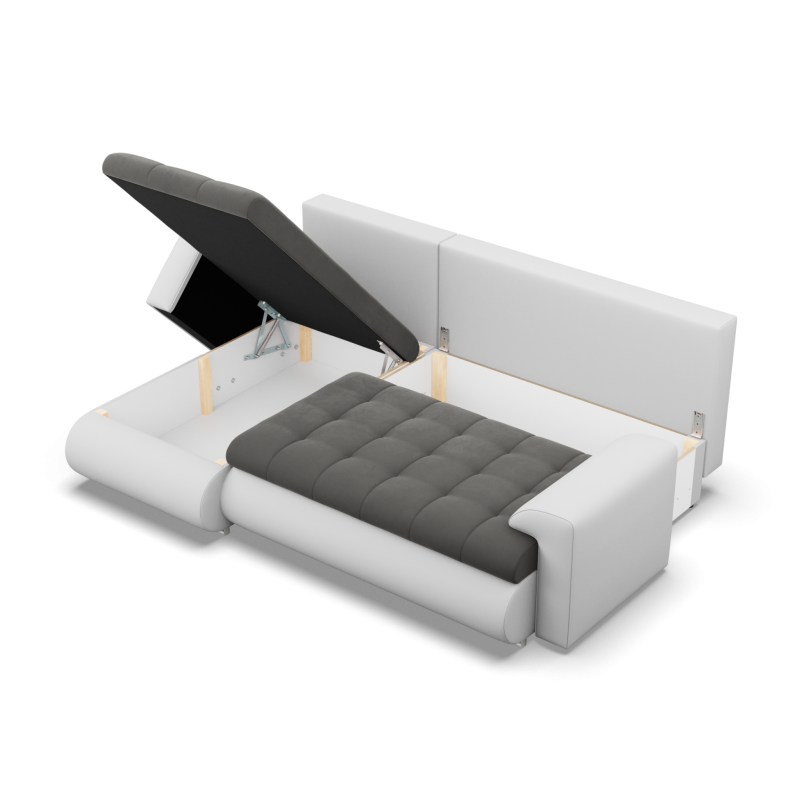 FORESTA LL Corner Sofa, Side - LEFT, Color - DARK GRAY + WHITE