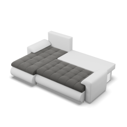 Ecksofa FORESTA LL, Seite - LINKS, Farbe - DUNKELGRAU + WEISS