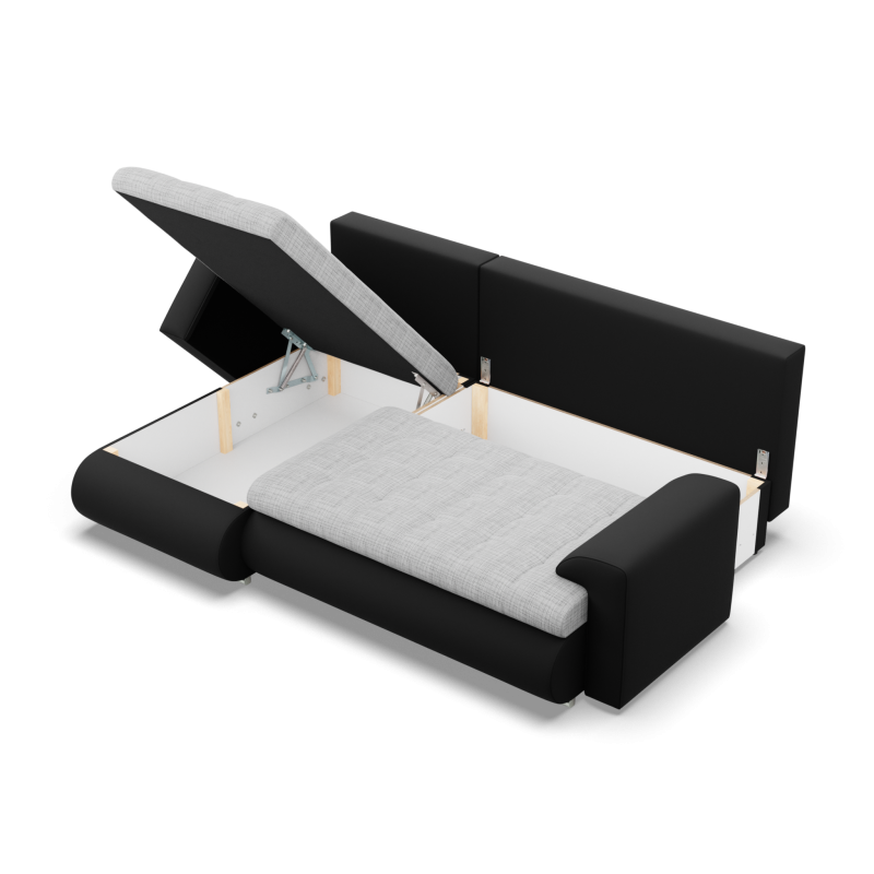 Кутовий диван FORESTA LL, Сторона - ЛІВА, Колір - СІРИЙ + ЧОРНИЙ