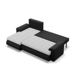 FORESTA LL Corner Sofa, Side - LEFT, Color - GRAY + BLACK