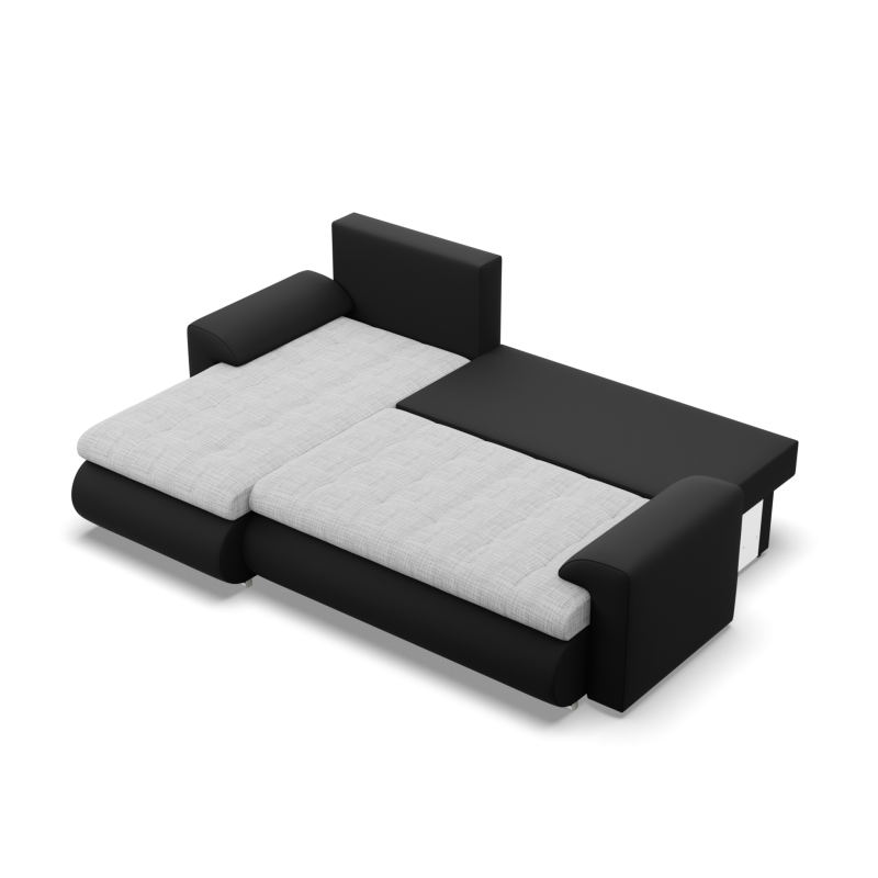 FORESTA LL Corner Sofa, Side - LEFT, Color - GRAY + BLACK