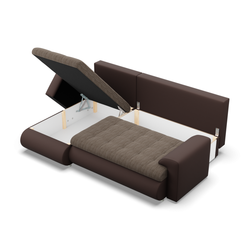 FORESTA LL Corner Sofa, Side - LEFT, Color - BROWN + CAPPUCCINO