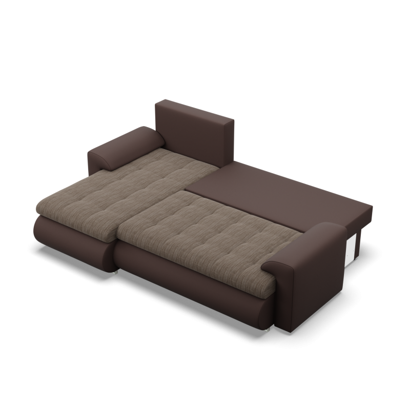 FORESTA LL Corner Sofa, Side - LEFT, Color - BROWN + CAPPUCCINO