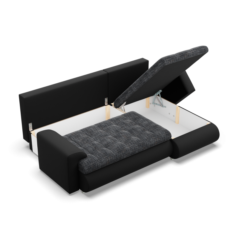 FORESTA LL Corner Sofa, Side - RIGHT, Color - ASH + BLACK