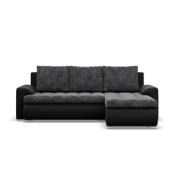 FORESTA LL Ecksofa, Seite - RECHTS, Farbe - GRAU + SCHWARZ