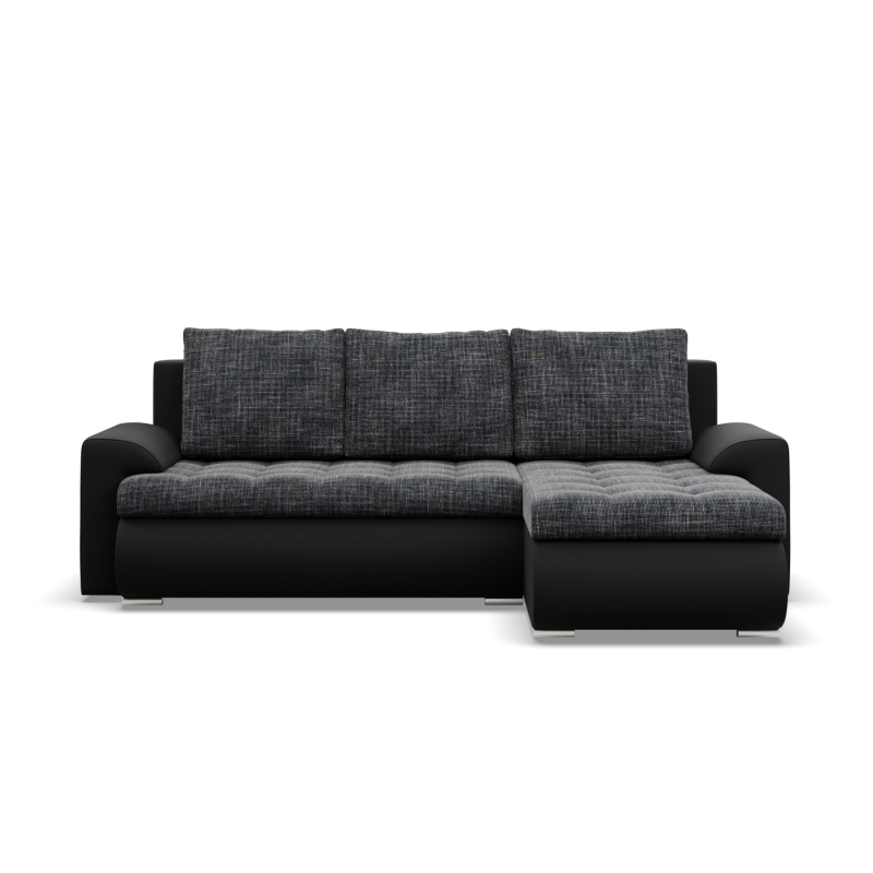 FORESTA LL Ecksofa, Seite - RECHTS, Farbe - GRAU + SCHWARZ