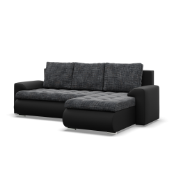 FORESTA LL Ecksofa, Seite - RECHTS, Farbe - GRAU + SCHWARZ