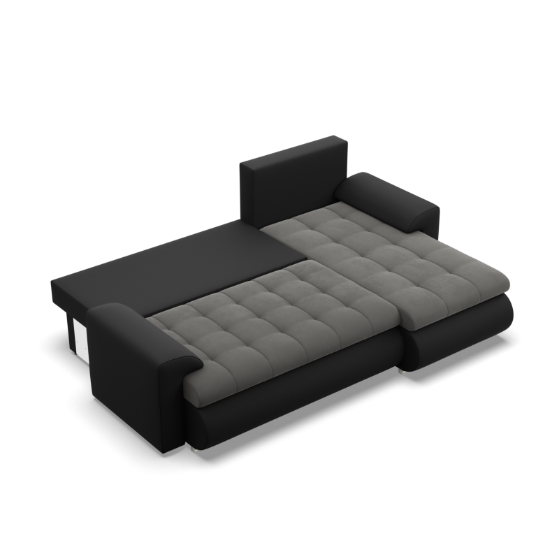 Ecksofa FORESTA LL, Seite - RECHTS, Farbe - DUNKELGRAU + SCHWARZ