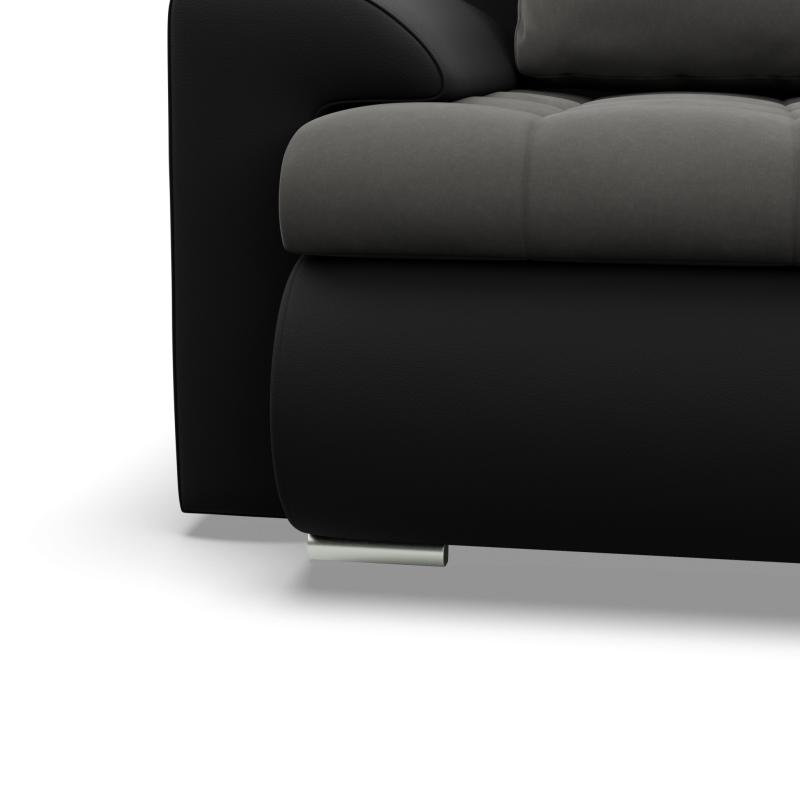 FORESTA LL Corner Sofa, Side - RIGHT, Color - DARK GRAY + BLACK