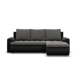 FORESTA LL Corner Sofa, Side - RIGHT, Color - DARK GRAY + BLACK