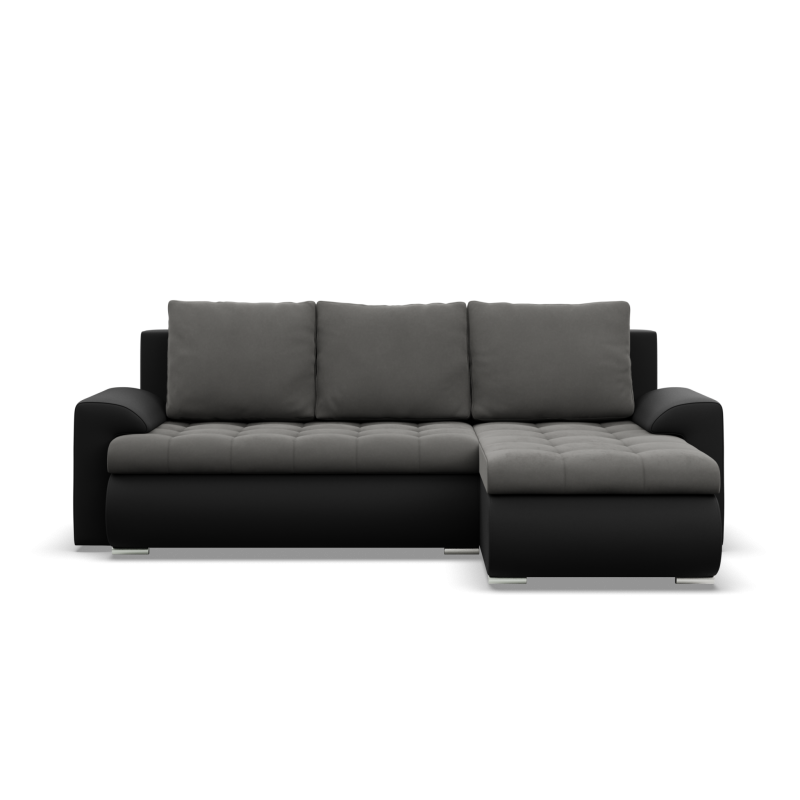FORESTA LL Corner Sofa, Side - RIGHT, Color - DARK GRAY + BLACK