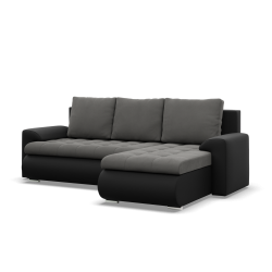 Ecksofa FORESTA LL, Seite - RECHTS, Farbe - DUNKELGRAU + SCHWARZ