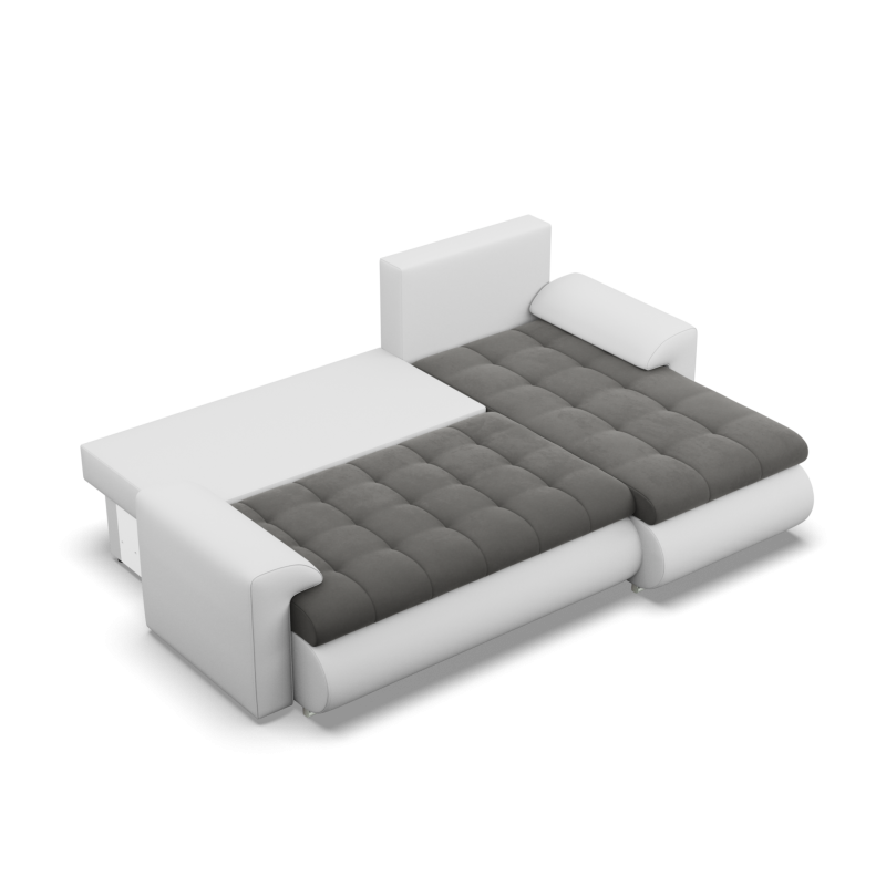 FORESTA LL Corner Sofa, Side - RIGHT, Color - DARK GRAY + WHITE