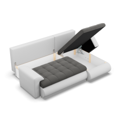 FORESTA LL Corner Sofa, Side - RIGHT, Color - DARK GRAY + WHITE