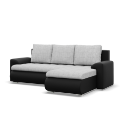 Ecksofa FORESTA LL, Seite - RECHTS, Farbe - GRAU + SCHWARZ