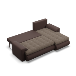 Ecksofa FORESTA LL, Seite - RECHTS, Farbe - BRAUN + CAPPUCCINO