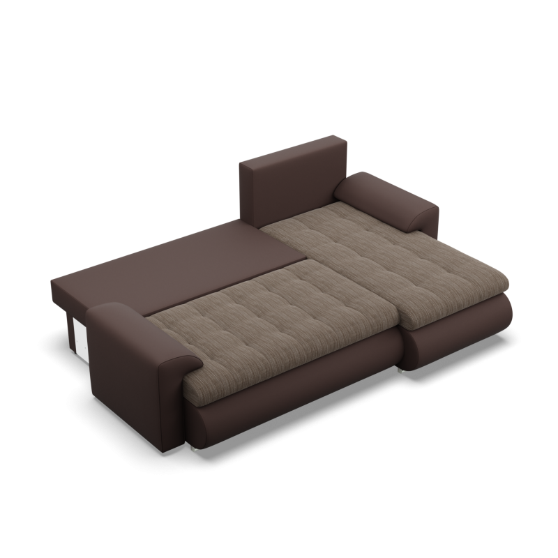 Ecksofa FORESTA LL, Seite - RECHTS, Farbe - BRAUN + CAPPUCCINO