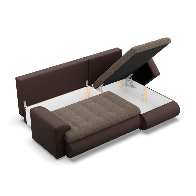 Ecksofa FORESTA LL, Seite - RECHTS, Farbe - BRAUN + CAPPUCCINO