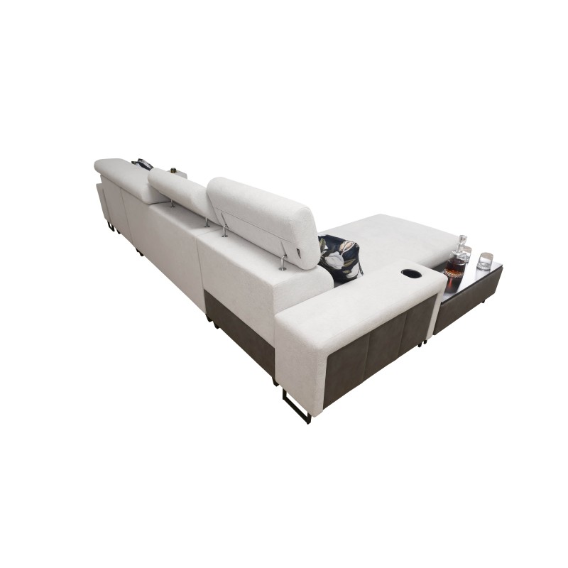 Prestige XII Mini Corner Sofa with Sleeping Function and USB Port, Soft Touch Fabric, Freya 210.25 + Tauro 8207 | Your Comfort P