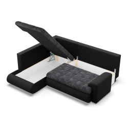 Ecksofa FORESTA LO, Seite - LINKS, Farbe - GRAU + SCHWARZ