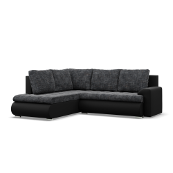 Ecksofa FORESTA LO, Seite - LINKS, Farbe - GRAU + SCHWARZ