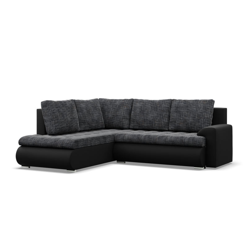 Ecksofa FORESTA LO, Seite - LINKS, Farbe - GRAU + SCHWARZ