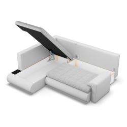 Ecksofa FORESTA LO, Seite - LINKS, Farbe - GRAU + WEISS