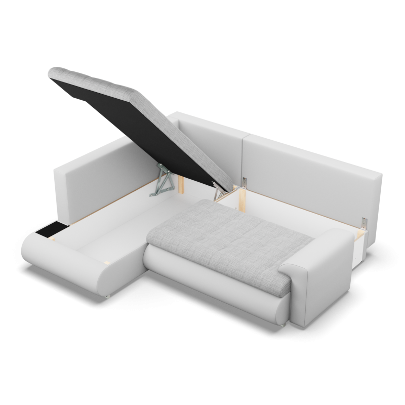 Ecksofa FORESTA LO, Seite - LINKS, Farbe - GRAU + WEISS