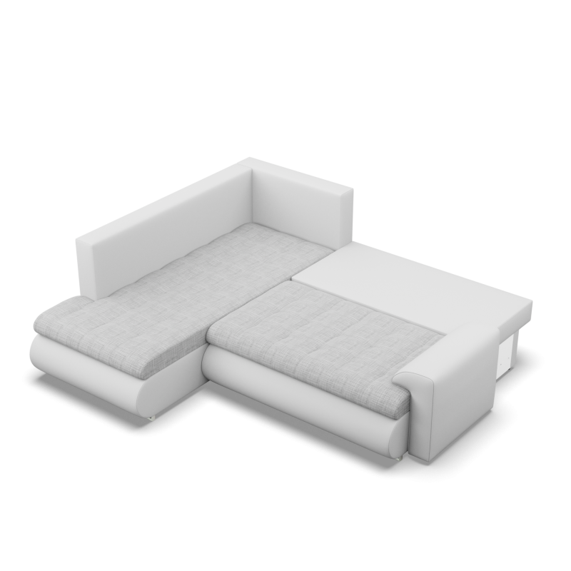Ecksofa FORESTA LO, Seite - LINKS, Farbe - GRAU + WEISS