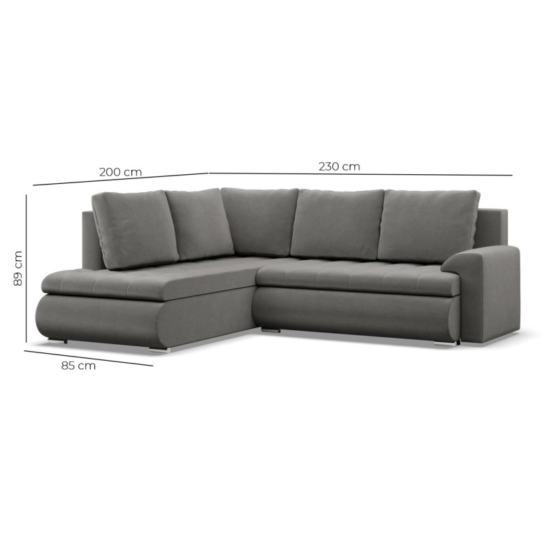 Ecksofa FORESTA LO, Seite - LINKS, Farbe - DUNKELGRAU + SCHWARZ