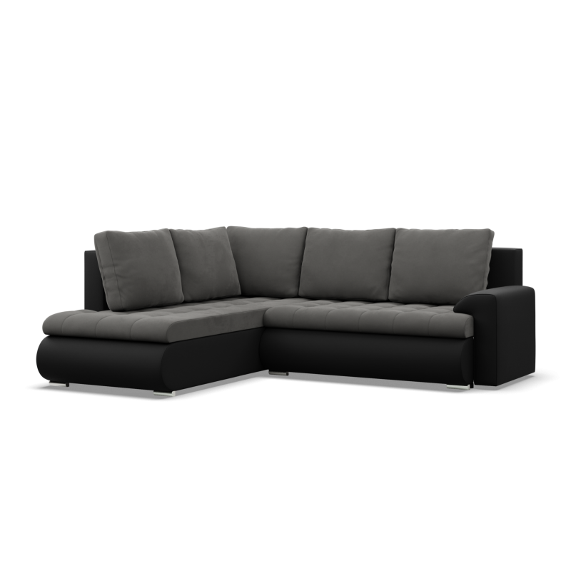 FORESTA LO Corner Sofa, Side - LEFT, Color - DARK GRAY + BLACK