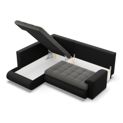 Кутовий диван FORESTA LO, Сторона - ЛІВА, Колір - ТЕМНО СІРИЙ + ЧОРНИЙ