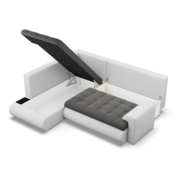 FORESTA LO Corner Sofa, Side - LEFT, Color - DARK GRAY + WHITE