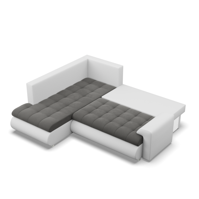 Ecksofa FORESTA LO, Seite - LINKS, Farbe - DUNKELGRAU + WEISS