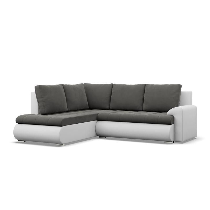 Ecksofa FORESTA LO, Seite - LINKS, Farbe - DUNKELGRAU + WEISS