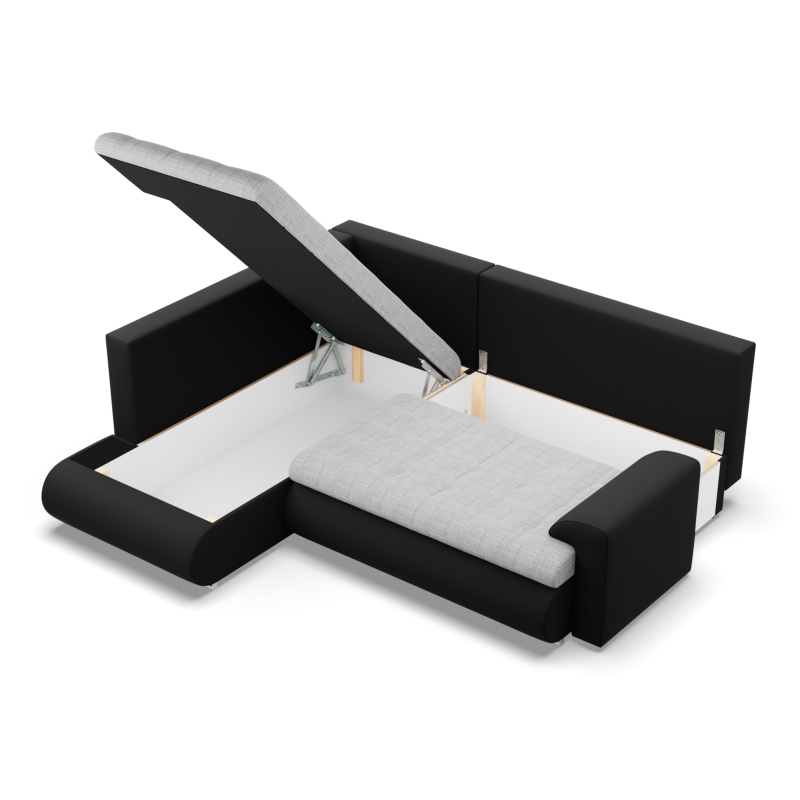 FORESTA LO Corner Sofa, Side - LEFT, Color - GRAY + BLACK