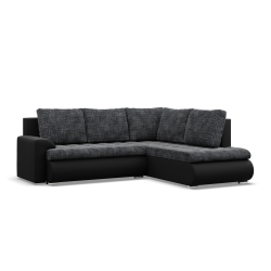 Ecksofa FORESTA LO, Seite - RECHTS, Farbe - GRAU + SCHWARZ