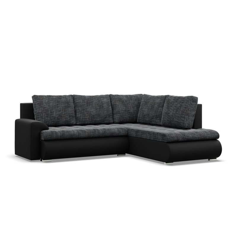 Ecksofa FORESTA LO, Seite - RECHTS, Farbe - GRAU + SCHWARZ