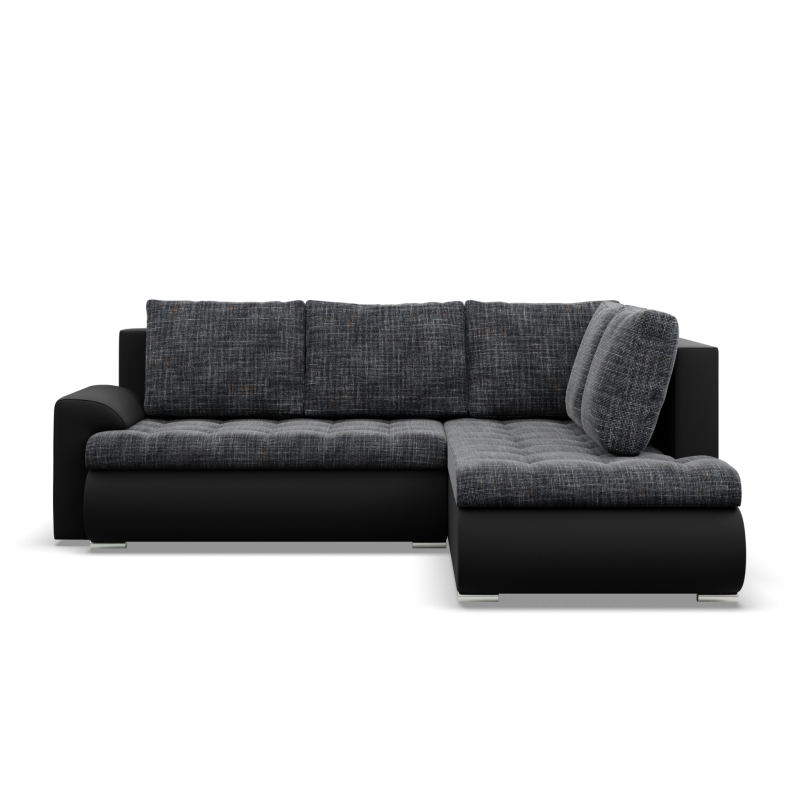 Ecksofa FORESTA LO, Seite - RECHTS, Farbe - GRAU + SCHWARZ